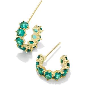 imageKendra Scott Cailin Crystal Huggie Earrings Fashion Jewelry For WomenGOLD  GREEN CRYSTAL