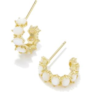 imageKendra Scott Cailin Crystal Huggie Earrings Fashion Jewelry For WomenGOLD  IVORY MOTHEROFPEARL