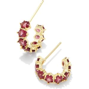 imageKendra Scott Cailin Crystal Huggie Earrings Fashion Jewelry For WomenGOLD  RED CRYSTAL