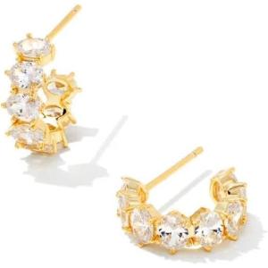 imageKendra Scott Cailin Crystal Huggie Earrings Fashion Jewelry For WomenGOLD METAL  WHITE CUBIC ZIRCONIA