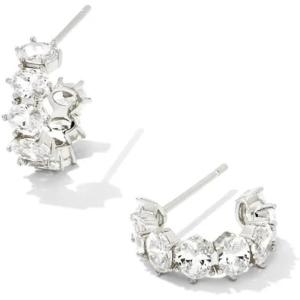 imageKendra Scott Cailin Crystal Huggie Earrings Fashion Jewelry For WomenRHODIUM METAL  WHITE CUBIC ZIRCONIA