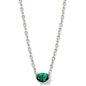 imageKendra Scott Cailin Pendant Necklace Fashion Jewelry for WomenRHODIUM  GREEN CRYSTAL