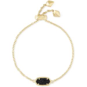 imageKendra Scott Elaina Adjustable Chain Bracelet for Women Fashion Jewelry GoldPlatedGOLD  BLACK DRUSY