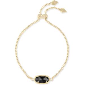 imageKendra Scott Elaina Adjustable Chain Bracelet for Women Fashion Jewelry GoldPlatedGOLD  BLACK OPAQUE GLASS