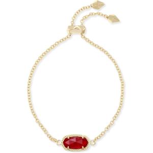 imageKendra Scott Elaina Adjustable Chain Bracelet for Women Fashion Jewelry GoldPlatedGOLD  RUBY RED CLEAR GLASS