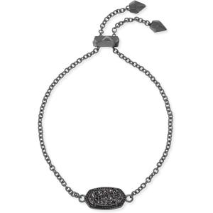 imageKendra Scott Elaina Adjustable Chain Bracelet for Women Fashion Jewelry GoldPlatedGUNMETAL  BLACK DRUSY