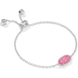 imageKendra Scott Elaina Adjustable Chain Bracelet for Women Fashion Jewelry GoldPlatedRHODIUM  HOT PINK DRUSY