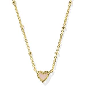 imageKendra Scott Mini Ari Heart Satellite Necklace Fashion Jewelry for WomenGOLD  ROSE QUARTZ
