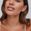 imageKendra Scott Cross Crystal Pendant Necklace Fashion Jewelry for WomenRHODIUM  WHITE CRYSTAL