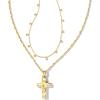 imageKendra Scott Amelia Cross Necklace Gift Set 14k Gold Plated Brass Crystal Fashion Jewelry for Women