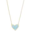 imageKendra Scott Ari Heart Adjustable Length Pendant Necklace for Women Fashion JewelryGOLD  LIGHT BLUE MAGNESITE