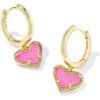 imageKendra Scott Ari Heart Huggie Earrings for Women Fashion JewelryGOLD  HOT PINK DRUSY