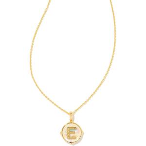 imageKendra Scott 14k GoldPlated Brass Letter AZ Disc Reversible Pendant Necklace Fashion Jewelry for WomenLetter E