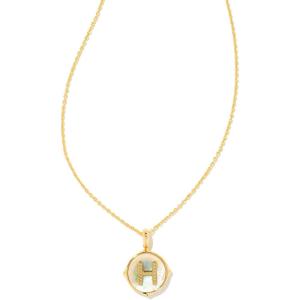 imageKendra Scott 14k GoldPlated Brass Letter AZ Disc Reversible Pendant Necklace Fashion Jewelry for WomenLetter H