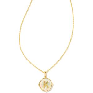 imageKendra Scott 14k GoldPlated Brass Letter AZ Disc Reversible Pendant Necklace Fashion Jewelry for WomenLetter K