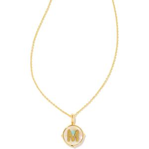 imageKendra Scott 14k GoldPlated Brass Letter AZ Disc Reversible Pendant Necklace Fashion Jewelry for WomenLetter M