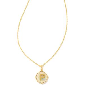imageKendra Scott 14k GoldPlated Brass Letter AZ Disc Reversible Pendant Necklace Fashion Jewelry for WomenLetter P