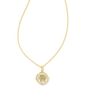 imageKendra Scott 14k GoldPlated Brass Letter AZ Disc Reversible Pendant Necklace Fashion Jewelry for WomenLetter R