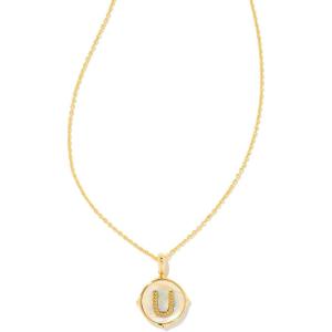imageKendra Scott 14k GoldPlated Brass Letter AZ Disc Reversible Pendant Necklace Fashion Jewelry for WomenLetter U