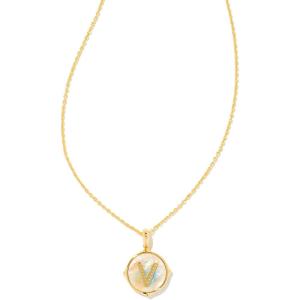 imageKendra Scott 14k GoldPlated Brass Letter AZ Disc Reversible Pendant Necklace Fashion Jewelry for WomenLetter V