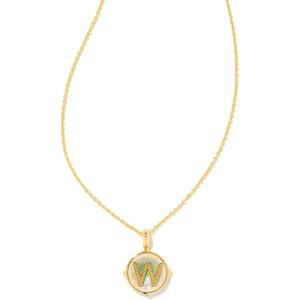imageKendra Scott 14k GoldPlated Brass Letter AZ Disc Reversible Pendant Necklace Fashion Jewelry for WomenLetter W