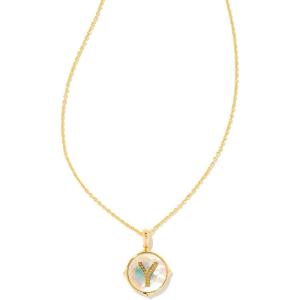 imageKendra Scott 14k GoldPlated Brass Letter AZ Disc Reversible Pendant Necklace Fashion Jewelry for WomenLetter Y