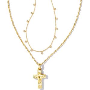 imageKendra Scott Amelia Cross Necklace Gift Set 14k Gold Plated Brass Crystal Fashion Jewelry for Women