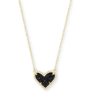 imageKendra Scott Ari Heart Adjustable Length Pendant Necklace for Women Fashion JewelryGOLD  BLACK DRUSY
