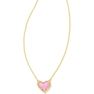 imageKendra Scott Ari Heart Adjustable Length Pendant Necklace for Women Fashion JewelryGOLD  BUBBLEGUM PINK OPAL