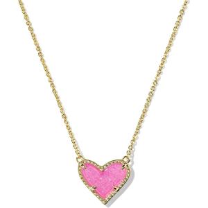 imageKendra Scott Ari Heart Adjustable Length Pendant Necklace for Women Fashion JewelryGOLD  HOT PINK DRUSY