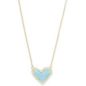 imageKendra Scott Ari Heart Adjustable Length Pendant Necklace for Women Fashion JewelryGOLD  LIGHT BLUE MAGNESITE
