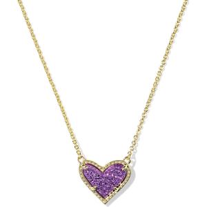 imageKendra Scott Ari Heart Adjustable Length Pendant Necklace for Women Fashion JewelryGOLD  PURPLE DRUSY