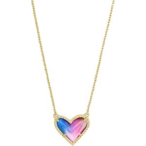 imageKendra Scott Ari Heart Adjustable Length Pendant Necklace for Women Fashion JewelryGOLD  WATERCOLOR PEARLIZED CLEAR GLASS