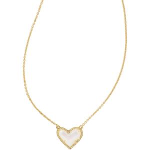 imageKendra Scott Ari Heart Adjustable Length Pendant Necklace for Women Fashion JewelryGold Iridescent Frosted Glass