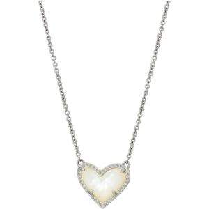 imageKendra Scott Ari Heart Adjustable Length Pendant Necklace for Women Fashion JewelryRHODIUM  IVORY MOTHER OF PEARL