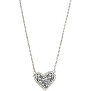 imageKendra Scott Ari Heart Adjustable Length Pendant Necklace for Women Fashion JewelryRHODIUM  PLATINUM DRUSY