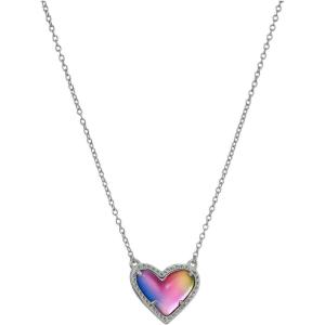 imageKendra Scott Ari Heart Adjustable Length Pendant Necklace for Women Fashion JewelryRHODIUM  WATERCOLOR PEARLIZED CLEAR GLASS