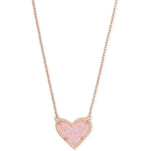 imageKendra Scott Ari Heart Adjustable Length Pendant Necklace for Women Fashion JewelryROSE GOLD  PINK DRUSY