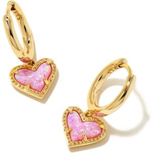 imageKendra Scott Ari Heart Huggie Earrings for Women Fashion JewelryGOLD  BUBBLEGUM PINK OPAL