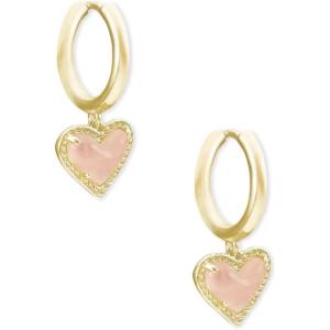 imageKendra Scott Ari Heart Huggie Earrings for Women Fashion JewelryGOLD  ROSE QUARTZ