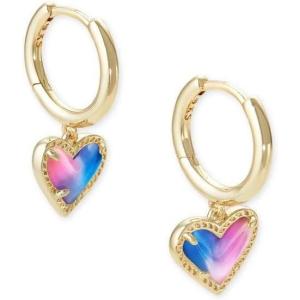imageKendra Scott Ari Heart Huggie Earrings for Women Fashion JewelryGOLD  WATERCOLOR PEARLIZED CLEAR GLASS