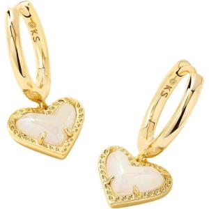 imageKendra Scott Ari Heart Huggie Earrings for Women Fashion JewelryGold Iridescent Frosted Glass