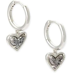 imageKendra Scott Ari Heart Huggie Earrings for Women Fashion JewelryRHODIUM  PLATINUM DRUSY