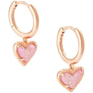 imageKendra Scott Ari Heart Huggie Earrings for Women Fashion JewelryROSE GOLD  PINK DRUSY