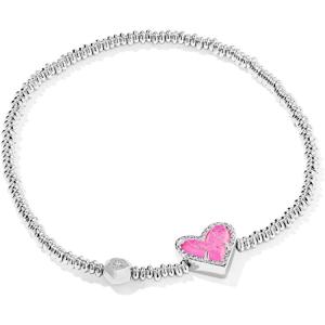 imageKendra Scott Ari Heart Stretch Bracelet Fashion Jewelry for WomenRHODIUM  HOT PINK DRUSY