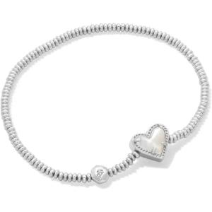 imageKendra Scott Ari Heart Stretch Bracelet Fashion Jewelry for WomenRHODIUM  IVORY MOTHER OF PEARL