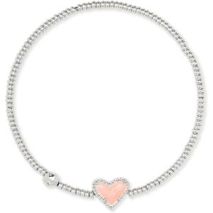 imageKendra Scott Ari Heart Stretch Bracelet Fashion Jewelry for WomenRHODIUM  ROSE QUARTZ