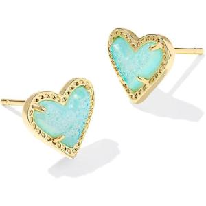 imageKendra Scott Ari Heart Stud Earrings for Women Fashion JewelryGOLD  BRIGHT AQUA DRUSY