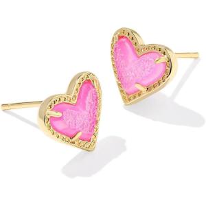 imageKendra Scott Ari Heart Stud Earrings for Women Fashion JewelryGOLD  HOT PINK DRUSY