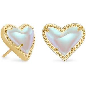 imageKendra Scott Ari Heart Stud Earrings for Women Fashion JewelryGOLD  IRIDESCENT DICHROIC GLASS